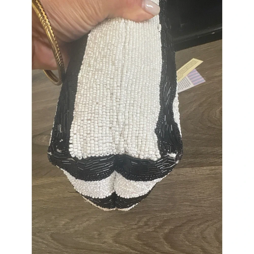 Handcrafted Beaded Black & White Striped Mini HandBag India NWT TikTok Viral